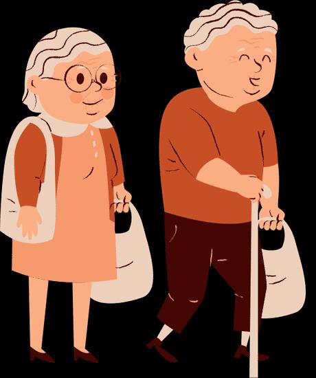 Illustration d'un couple heureux de personnes âgées